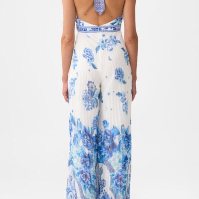 CAMILLA Tie Neck Halter Jumpsuit A Ceramic Garden - Image 2