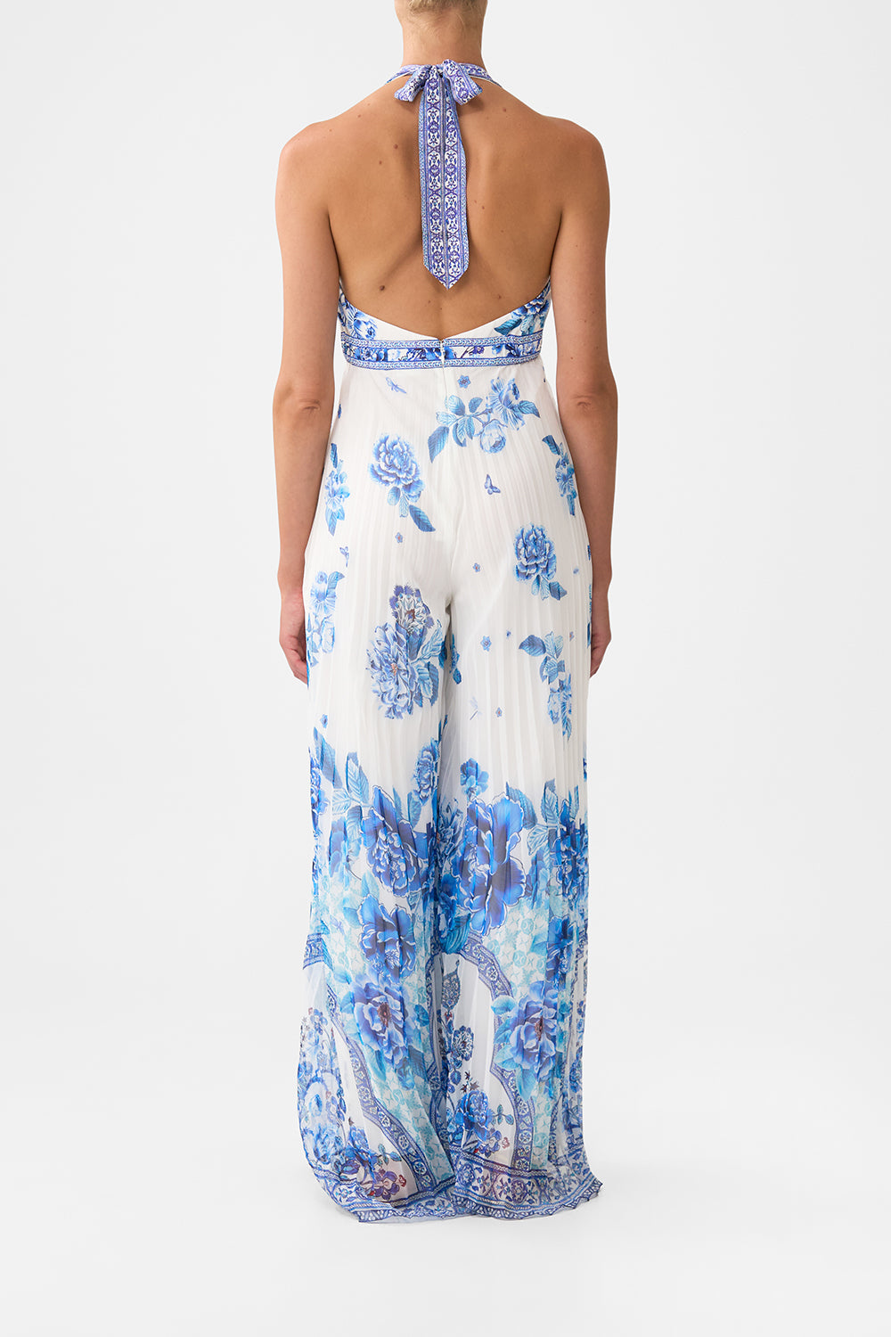 CAMILLA Tie Neck Halter Jumpsuit A Ceramic Garden - Image 2