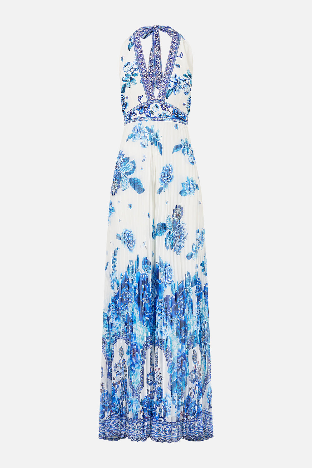 CAMILLA Tie Neck Halter Jumpsuit A Ceramic Garden - Image 3
