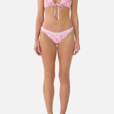 CAMILLA Tie Front Tri Bikini Top With Frill Neck Livin LA Vida Rosa - Image 1