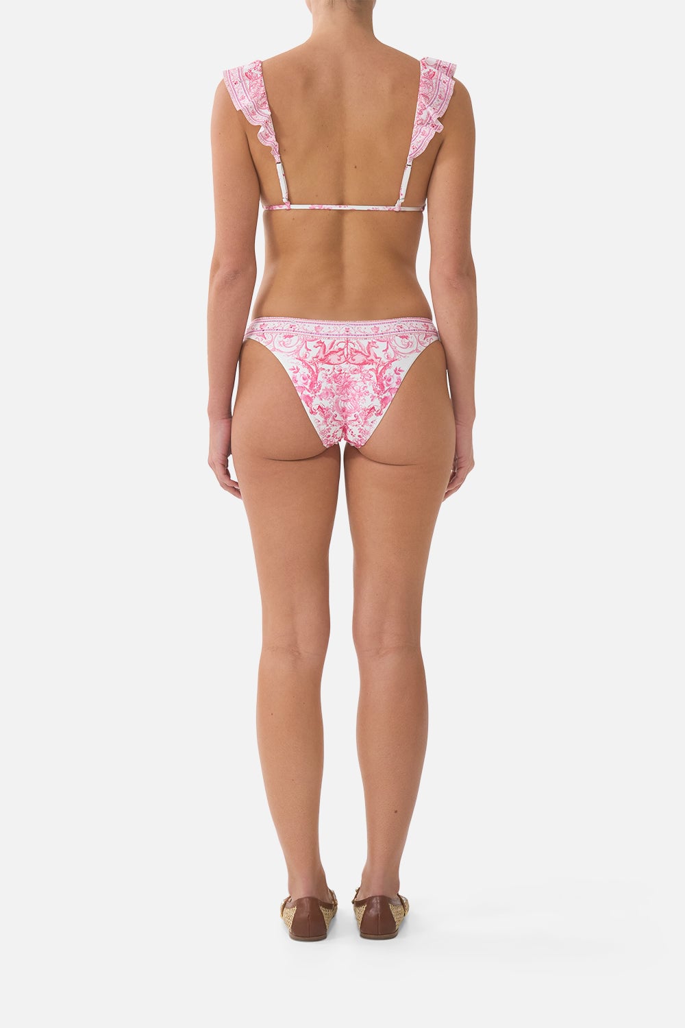 CAMILLA Tie Front Tri Bikini Top With Frill Neck Livin LA Vida Rosa - Image 2