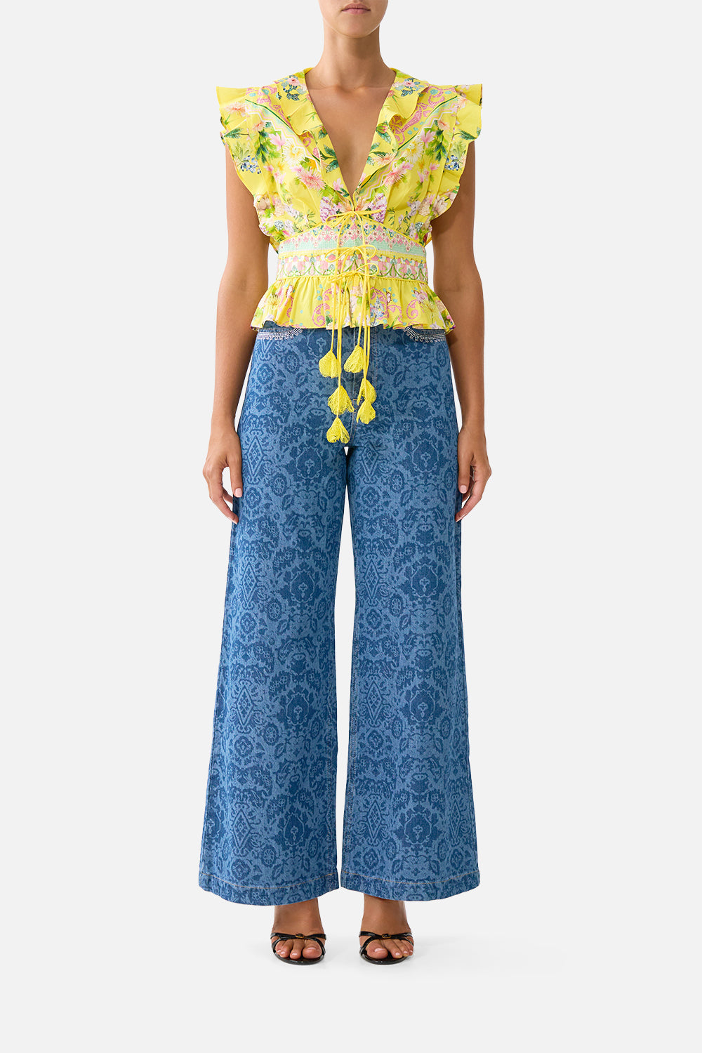 CAMILLA Tie Front Top With Ruffles Lady Limonada - Image 1