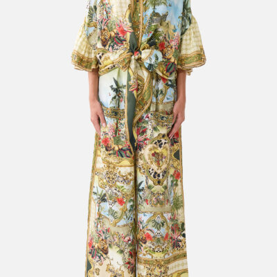 CAMILLA Tie Front Shirt With Sleeve Frill Wanderlust Empire - Image 1