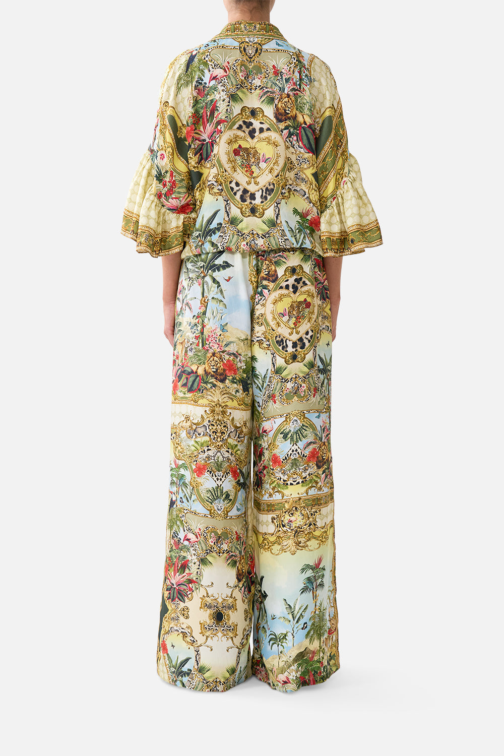 CAMILLA Tie Front Shirt With Sleeve Frill Wanderlust Empire - Image 2