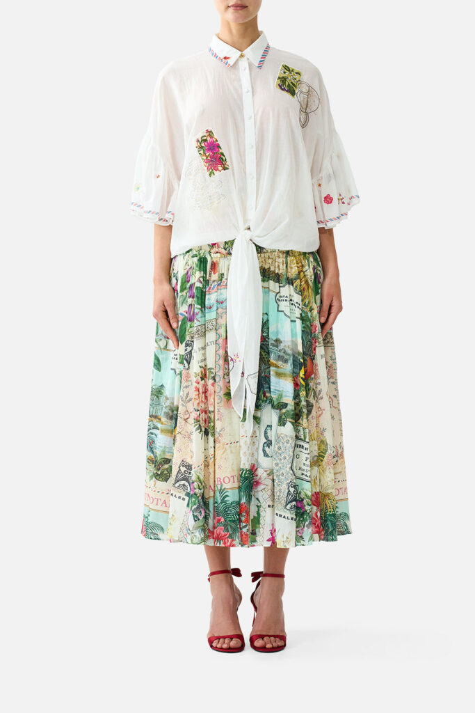 CAMILLA Tie Front Shirt With Sleeve Frill LA Belle Botanique - Image 1