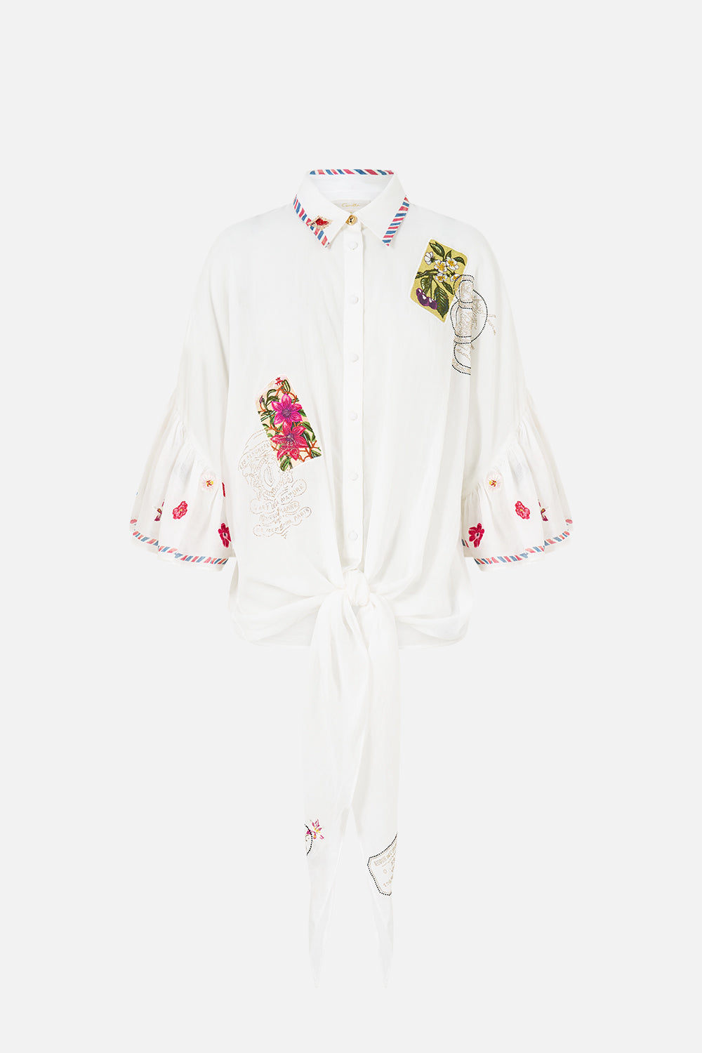 MNCAM131026140621302_3 CAMILLA Tie Front Shirt With Sleeve Frill LA Belle Botanique - Image 3
