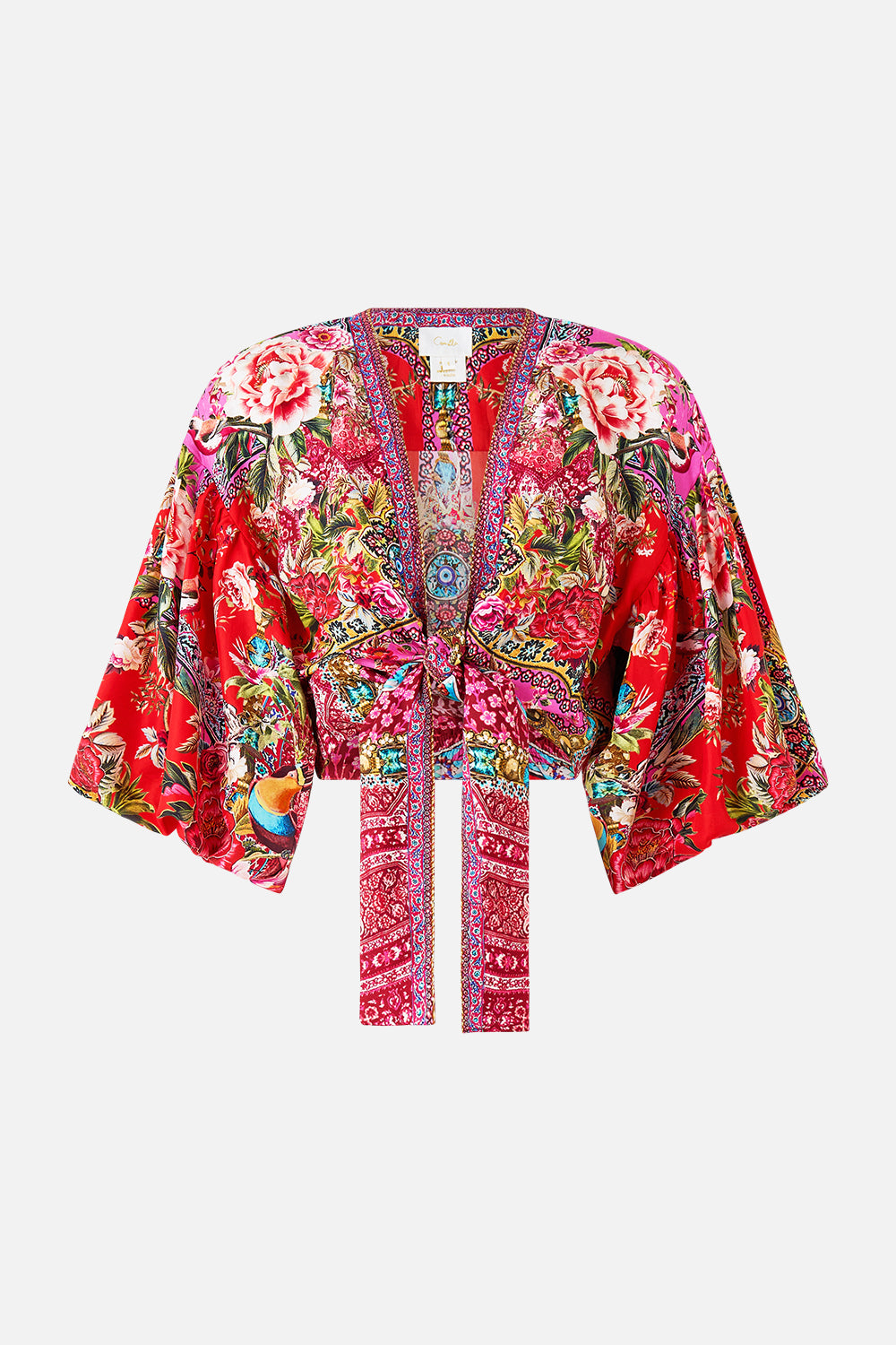 MNCAM131026140621305_3 CAMILLA Tie Front Puff Sleeve Top Heirloom Empire - Image 3