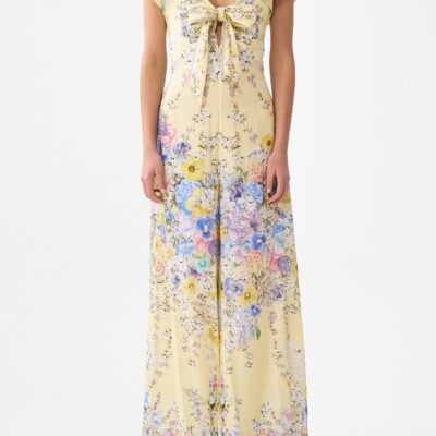 CAMILLA Tie Front Frill Sleeve Jumpsuit Darling Buds - Image 1