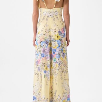 CAMILLA Tie Front Frill Sleeve Jumpsuit Darling Buds - Image 2