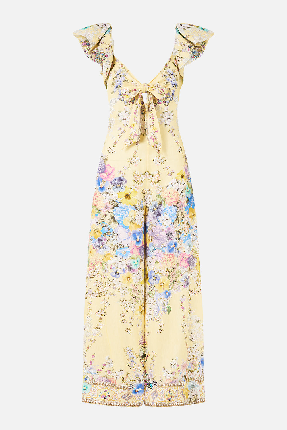 MNCAM131026140621308_3 CAMILLA Tie Front Frill Sleeve Jumpsuit Darling Buds - Image 3