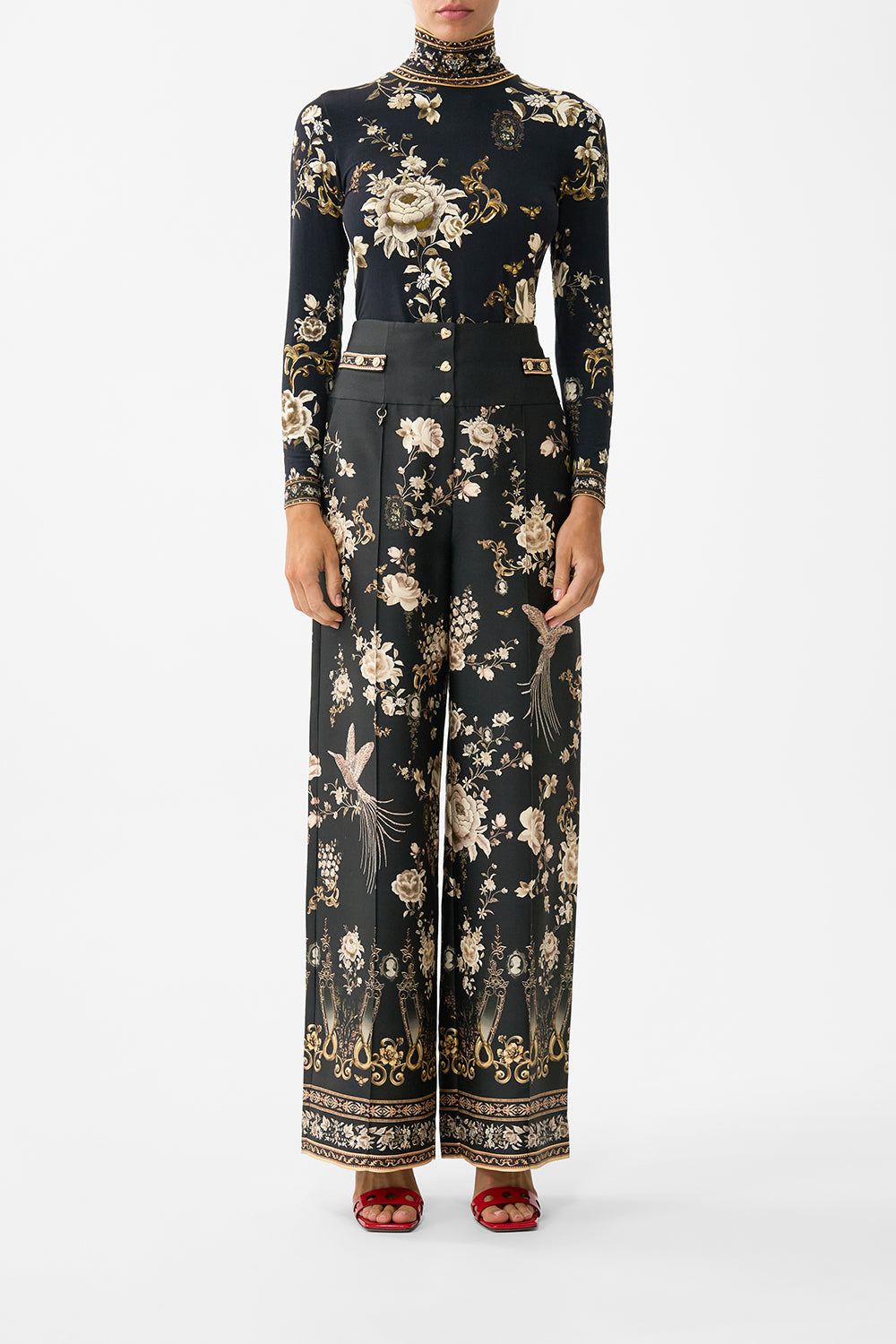 CAMILLA Tailored Pant With Waist Button Detail Flamenco Folklore - Image 1