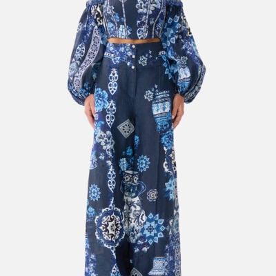 CAMILLA Tailored Pant With Waist Button Detail A Tiled Wonderland - Image 1