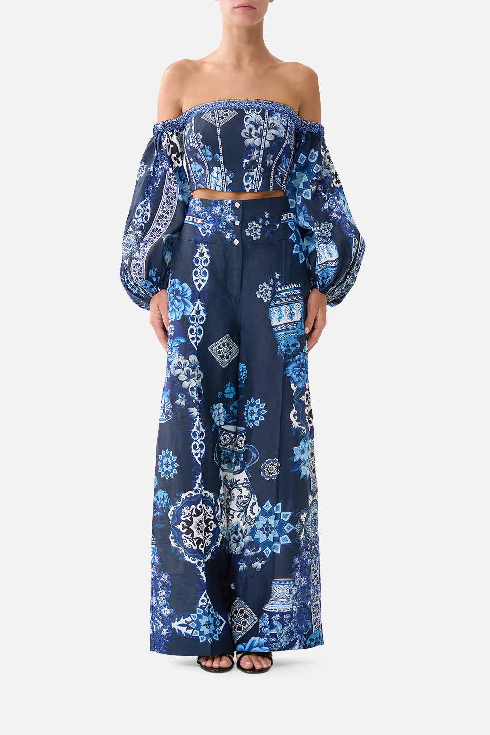 CAMILLA Tailored Pant With Waist Button Detail A Tiled Wonderland - Image 1