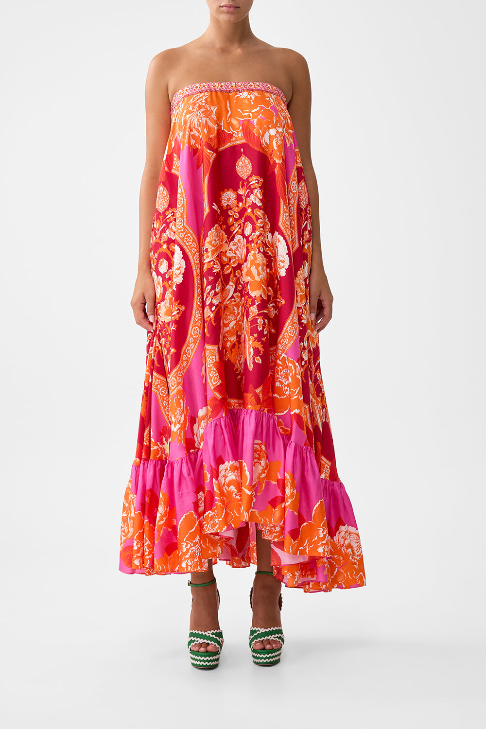 CAMILLA Strapless Maxi With Ruffle Hem Tiles OF Türkiye - Image 1