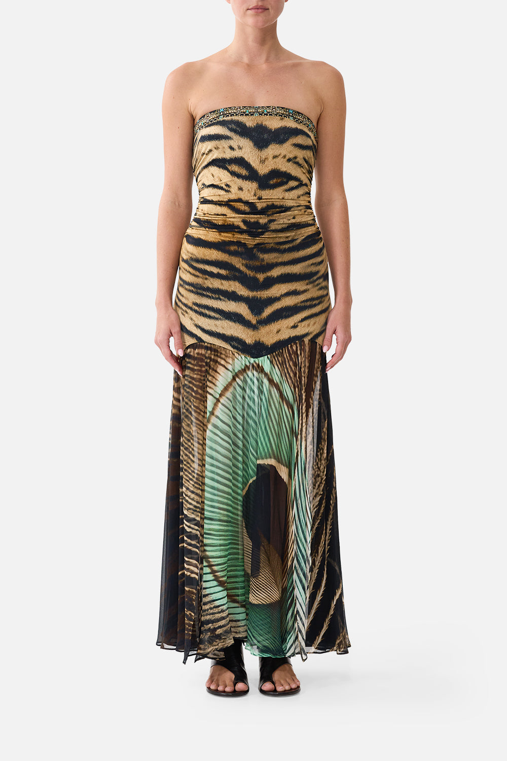 CAMILLA Strapless Jersey Dress With Silk Panel A Wink TO the Wild - Image 1