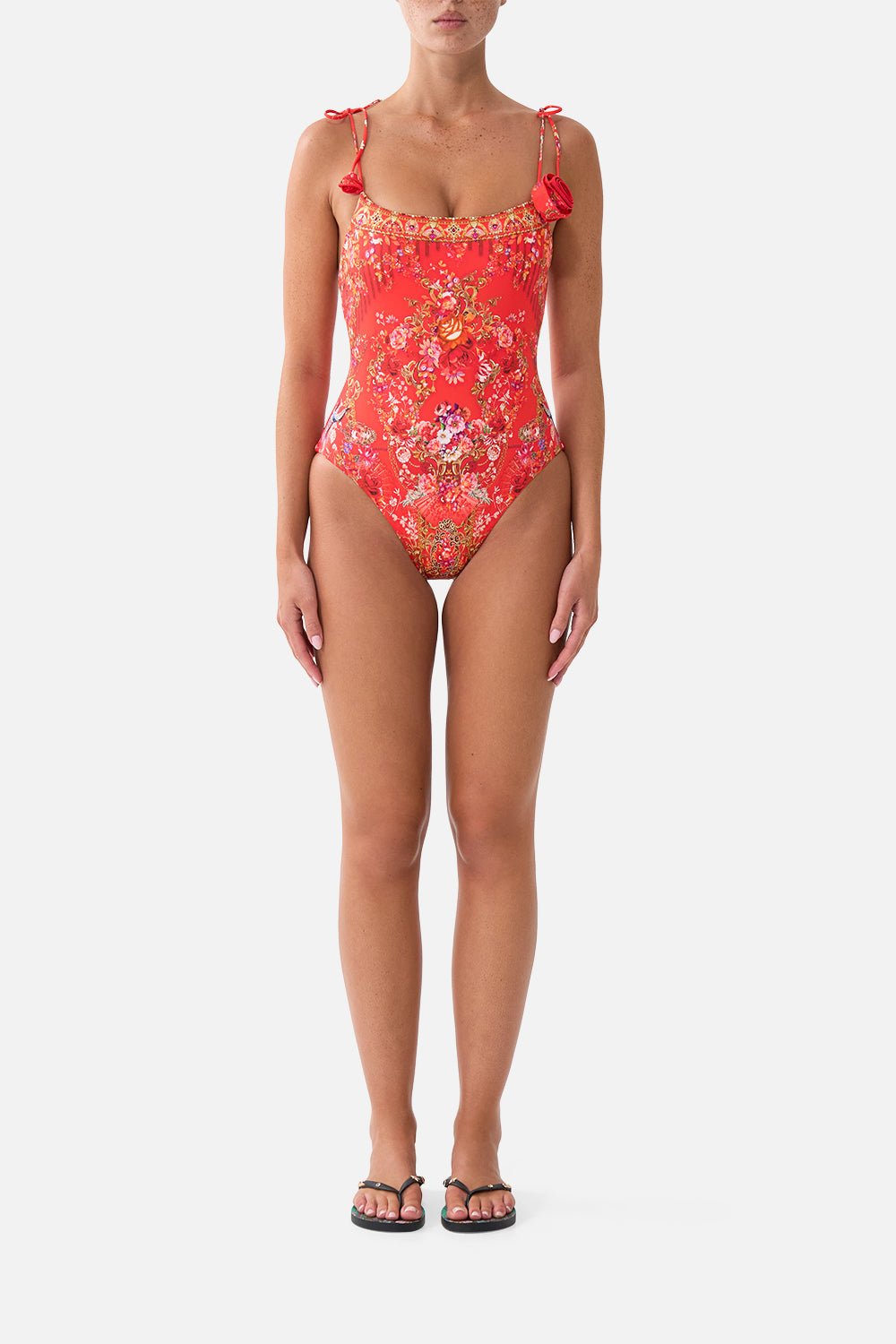 CAMILLA Straight Neck One Piece With Rosette Detail Olé Olé - Image 1