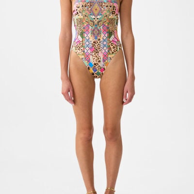 CAMILLA Straight Neck Double Strap Button One Piece Embroidered Ever After - Image 1