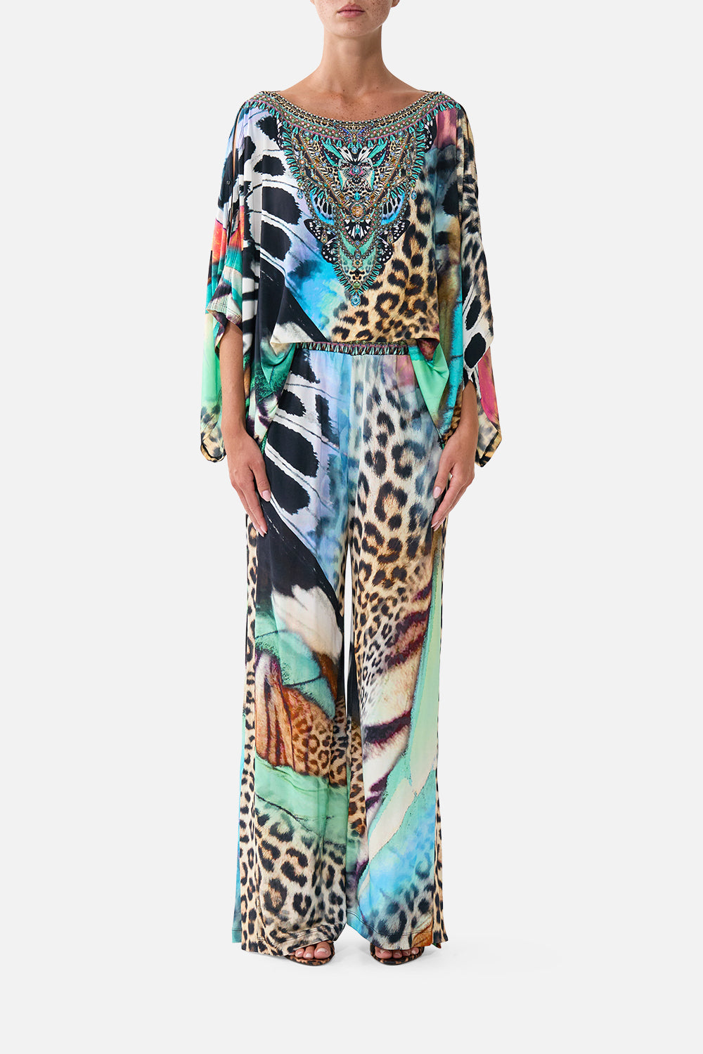 CAMILLA Straight Leg Jersey Pants With Side Panels Butterfly Bohemia - Image 1