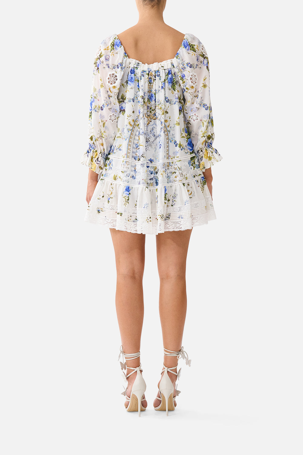 MNCAM131026140621400_2 CAMILLA Square Neck Short Dress With Pintucks Dandelion Skies - Image 2