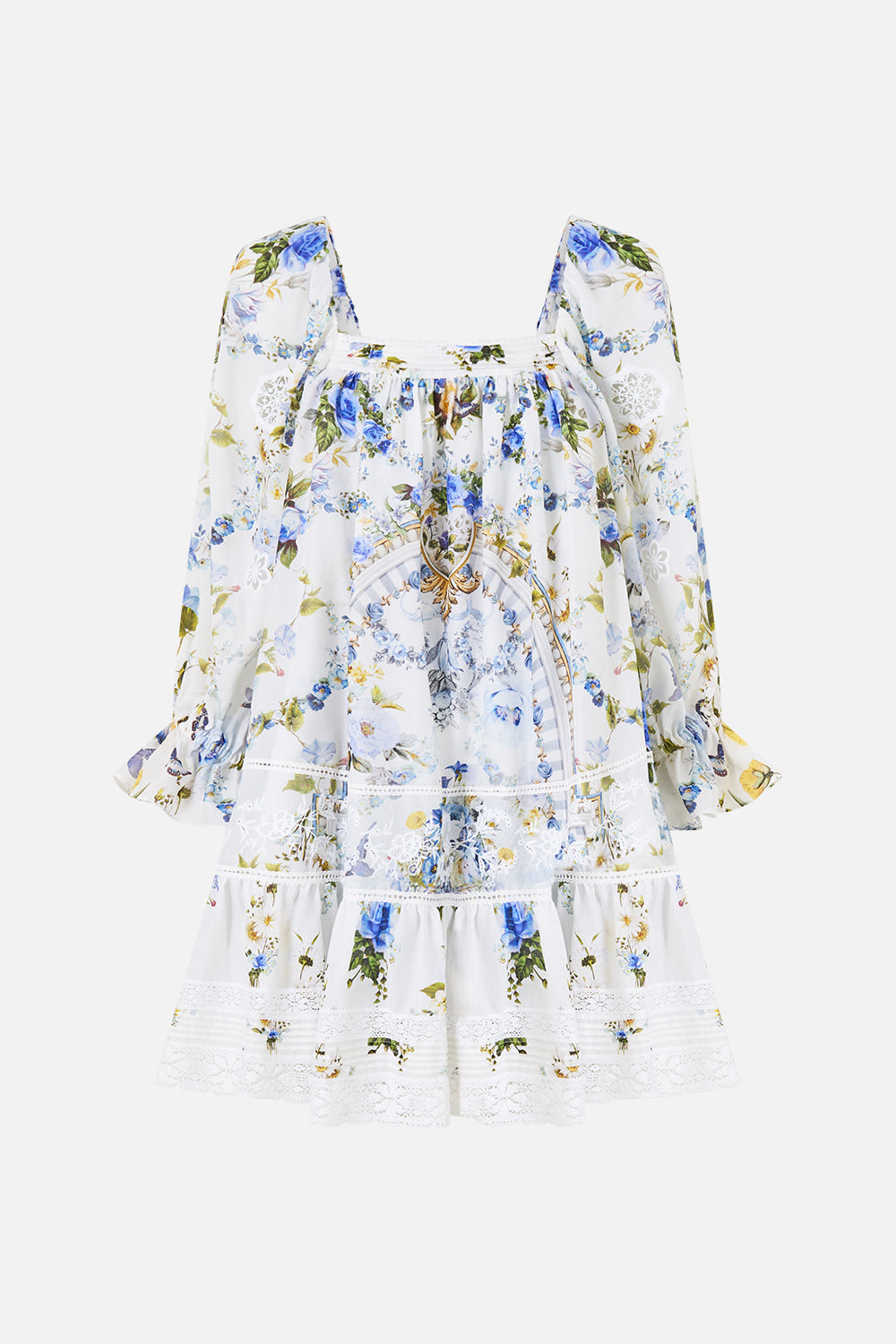 MNCAM131026140621400_3 CAMILLA Square Neck Short Dress With Pintucks Dandelion Skies - Image 3