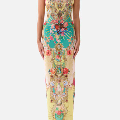 CAMILLA Square Neck Beach Maxi Dress With Low Back Painted Prayers - Image 1