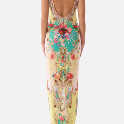 CAMILLA Square Neck Beach Maxi Dress With Low Back Painted Prayers - Image 2