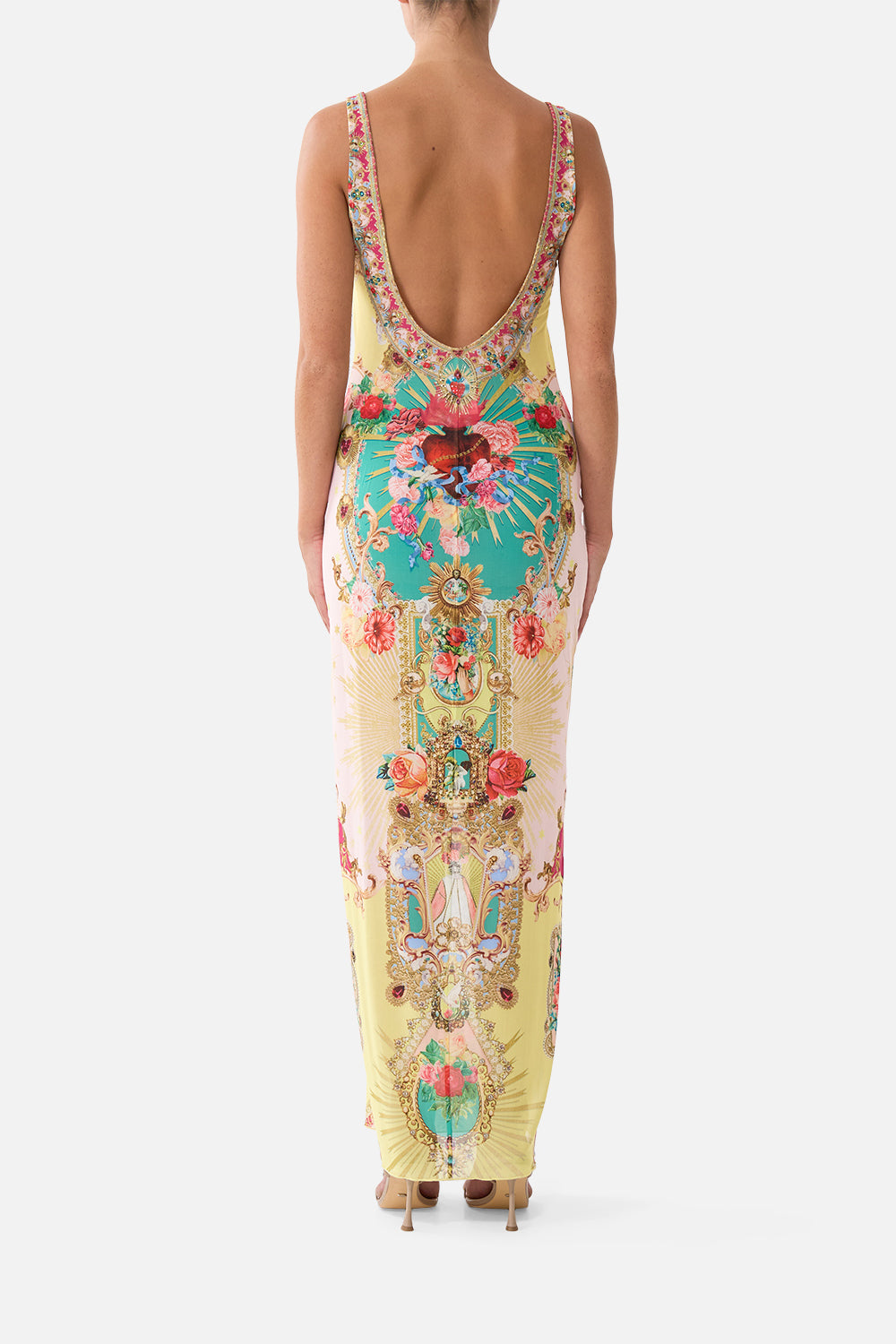 MNCAM131026140621402_2 CAMILLA Square Neck Beach Maxi Dress With Low Back Painted Prayers - Image 2