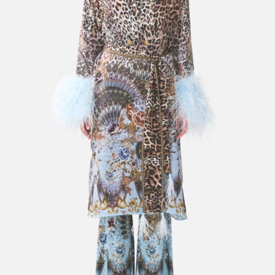 CAMILLA Split Cuff Soft Coat With Feathers Fiesta, Siesta, Repeat - Image 1
