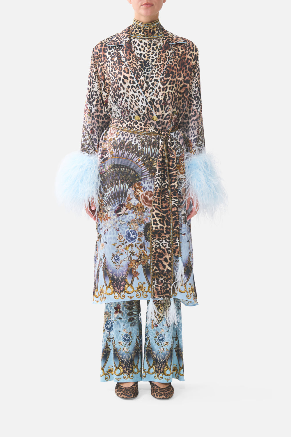 CAMILLA Split Cuff Soft Coat With Feathers Fiesta, Siesta, Repeat - Image 1