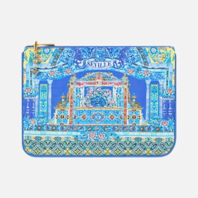 CAMILLA Small Canvas Clutch Beneath the Andalusian Sun - Image 1
