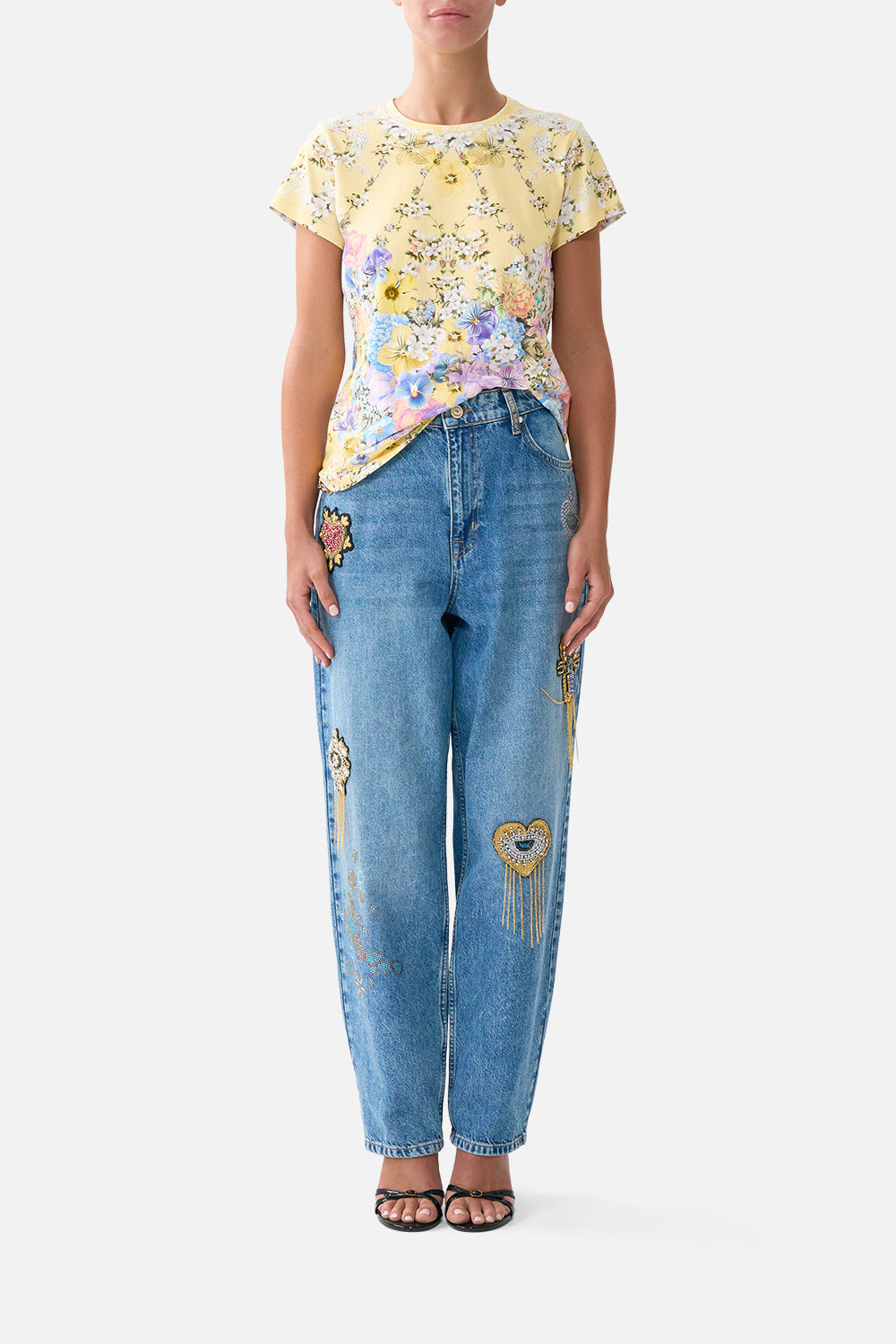 CAMILLA Slim Fit Round Neck T-shirt Darling Buds - Image 1