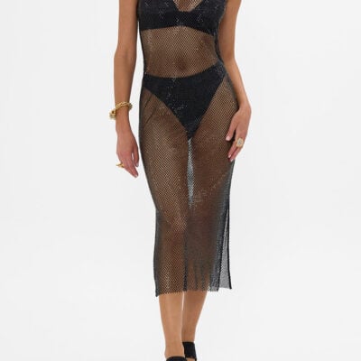 CAMILLA Sleeveless Turtle Neck Crystal Mesh Dress Mark OF Medusa - Image 1