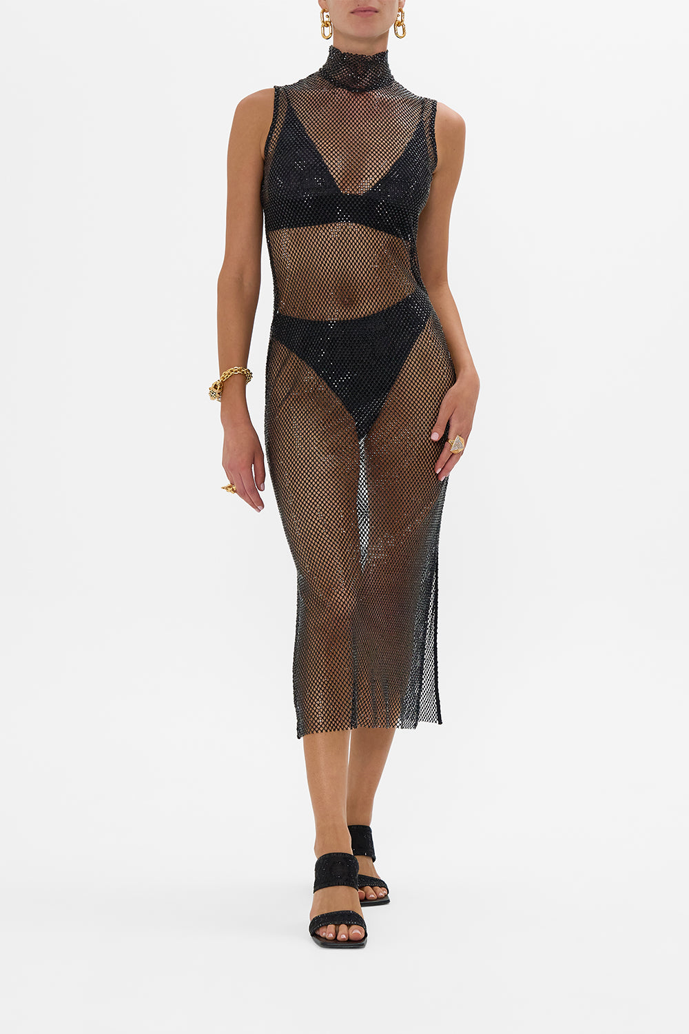 CAMILLA Sleeveless Turtle Neck Crystal Mesh Dress Mark OF Medusa - Image 1