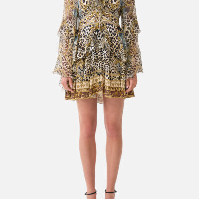 CAMILLA Short Waistband Dress With Ruffle Sleeve Leopard Libertine - Image 1
