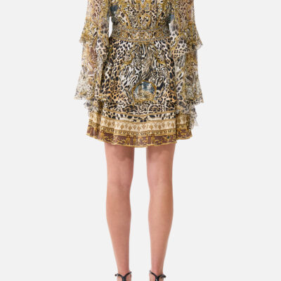 CAMILLA Short Waistband Dress With Ruffle Sleeve Leopard Libertine - Image 2