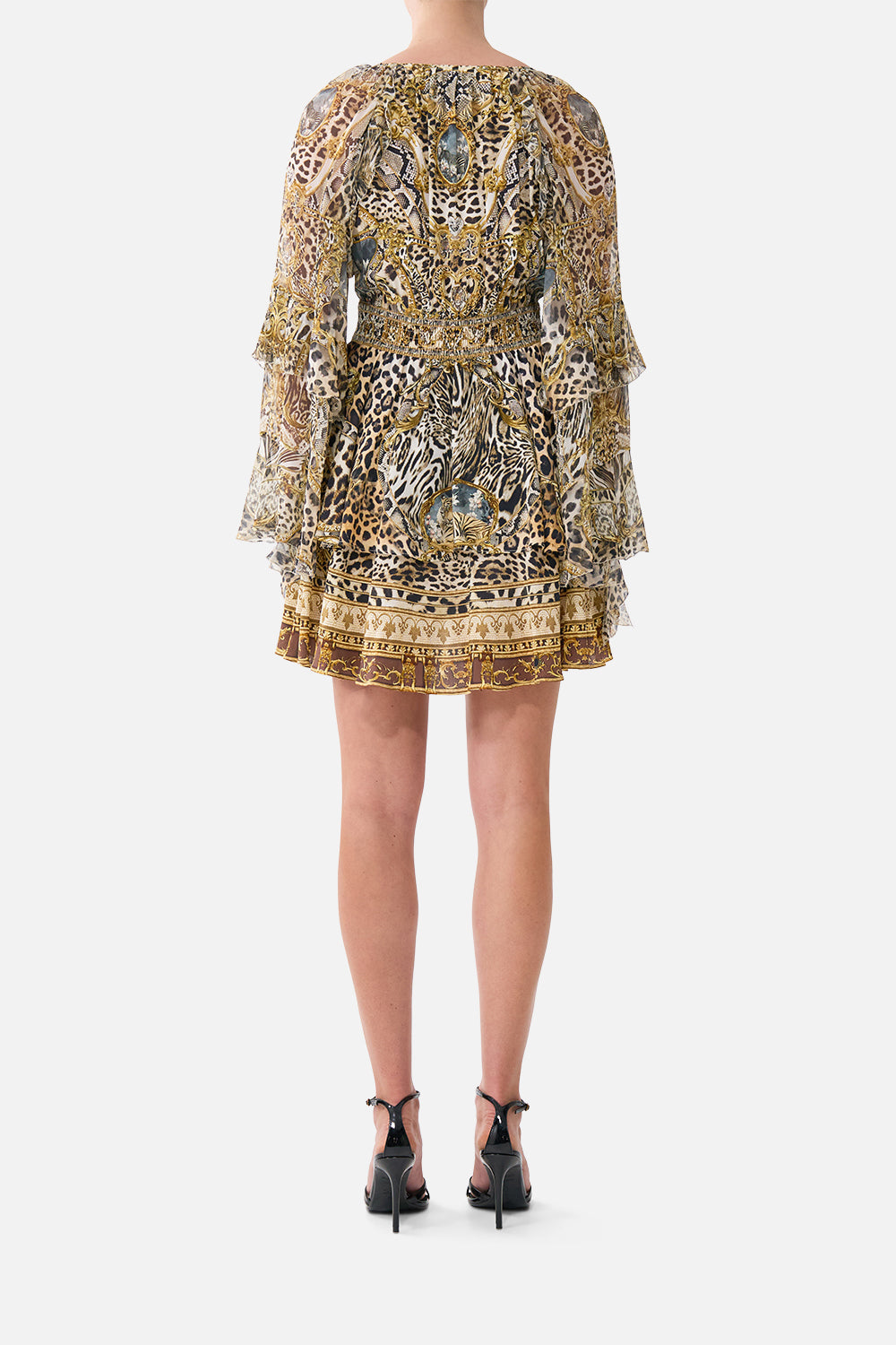 MNCAM131026140621517_2 CAMILLA Short Waistband Dress With Ruffle Sleeve Leopard Libertine - Image 2