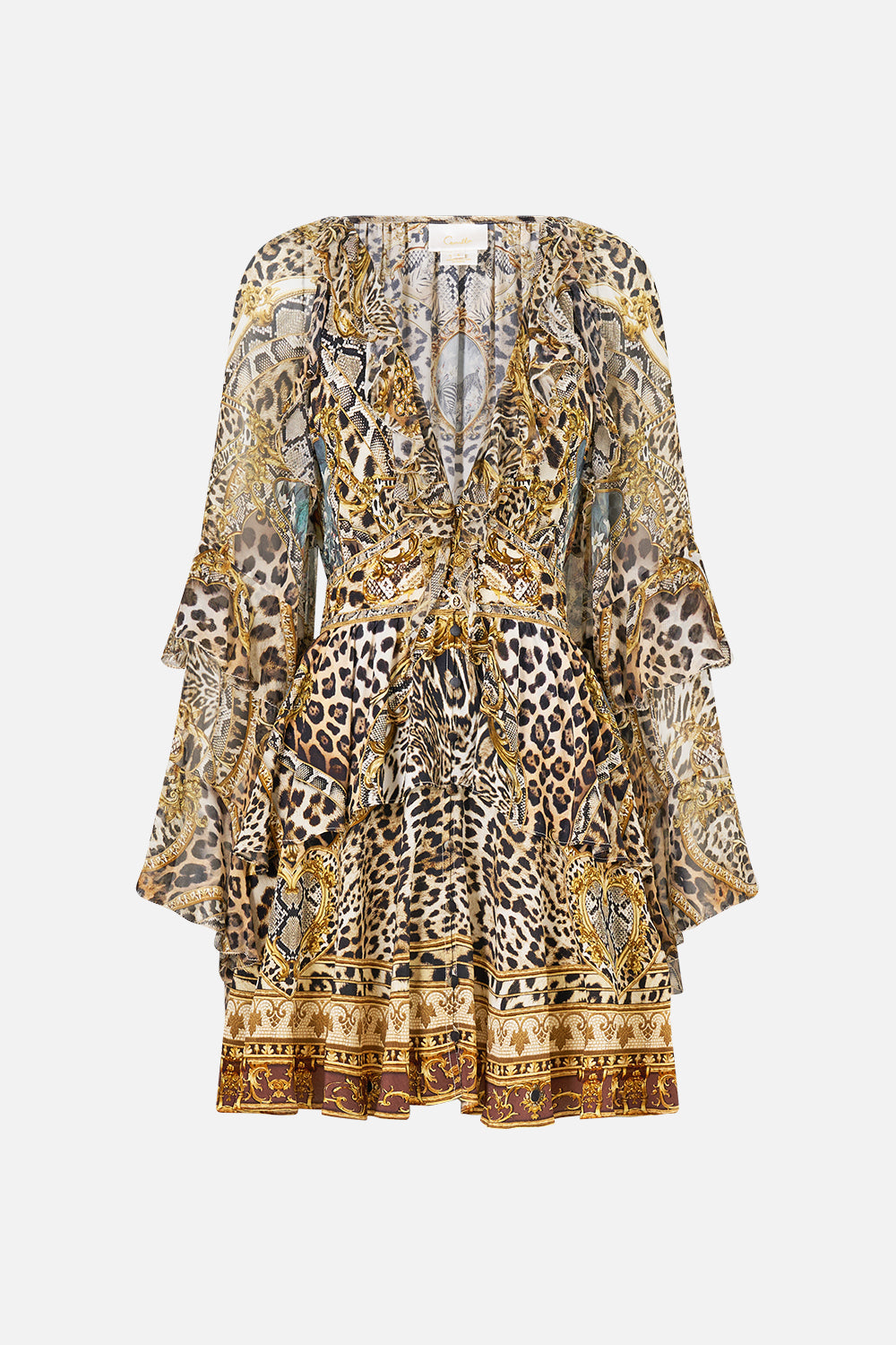 MNCAM131026140621517_3 CAMILLA Short Waistband Dress With Ruffle Sleeve Leopard Libertine - Image 3