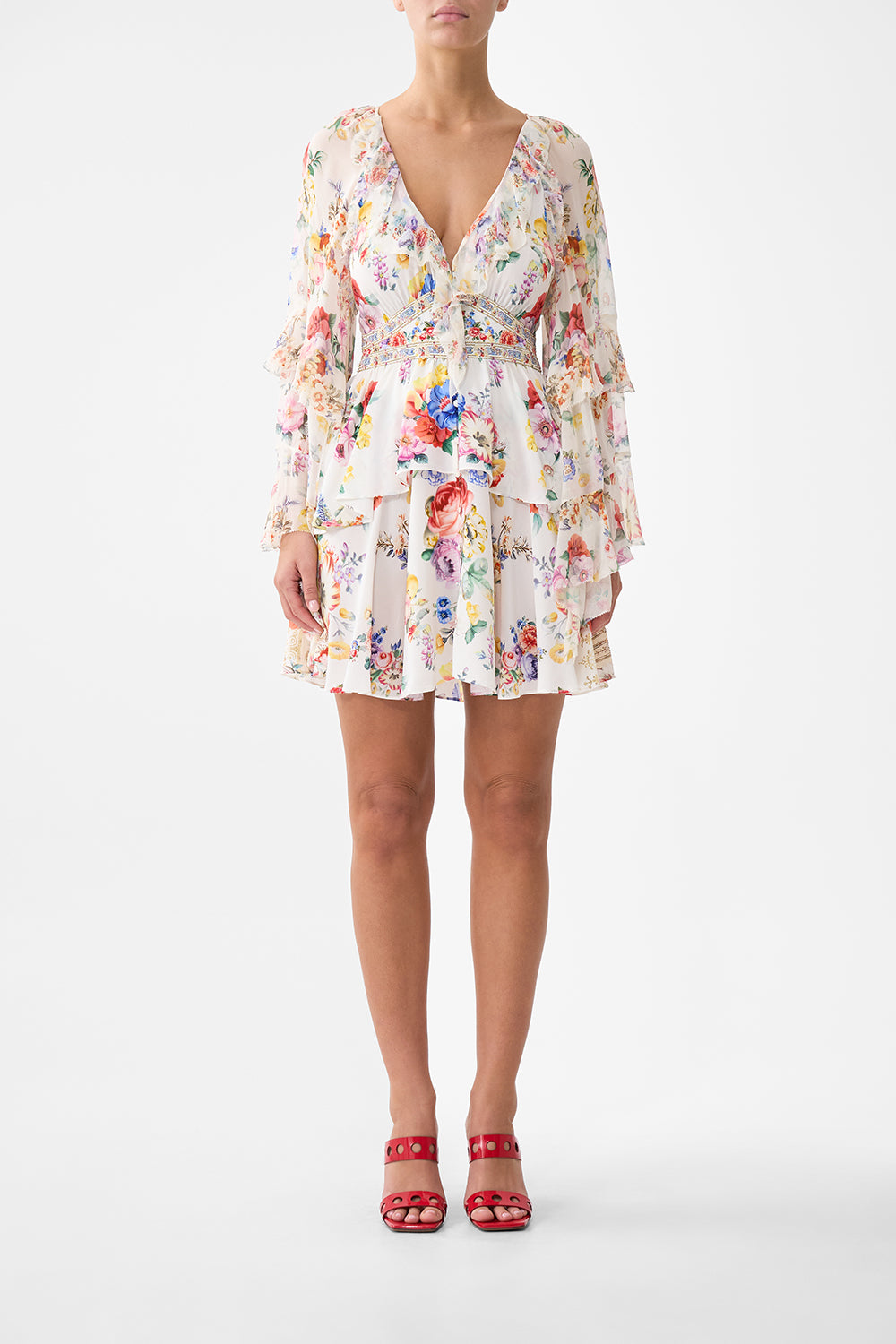 CAMILLA Short Waistband Dress With Ruffle Sleeve I Left MY Heart - Image 1