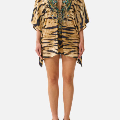 CAMILLA Short V Neck Kaftan W Ring Front Trim A Wink TO the Wild - Image 1