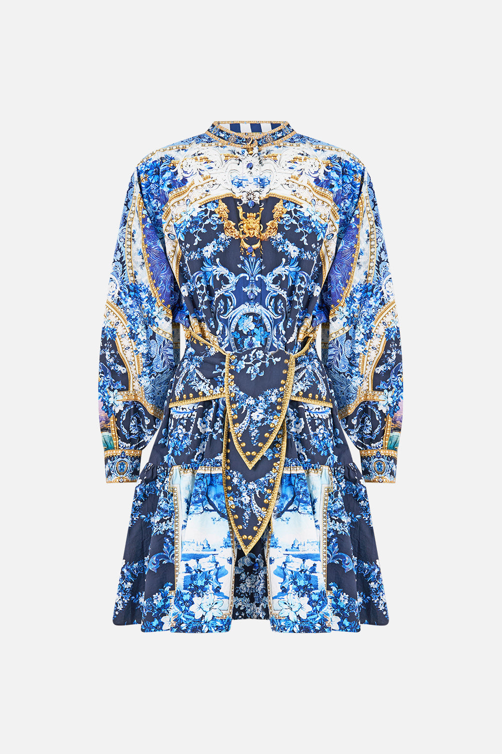 CAMILLA Short Tiered Shirtdress With Wide Waist Tie Sweet Sacré Bleu - Image 3