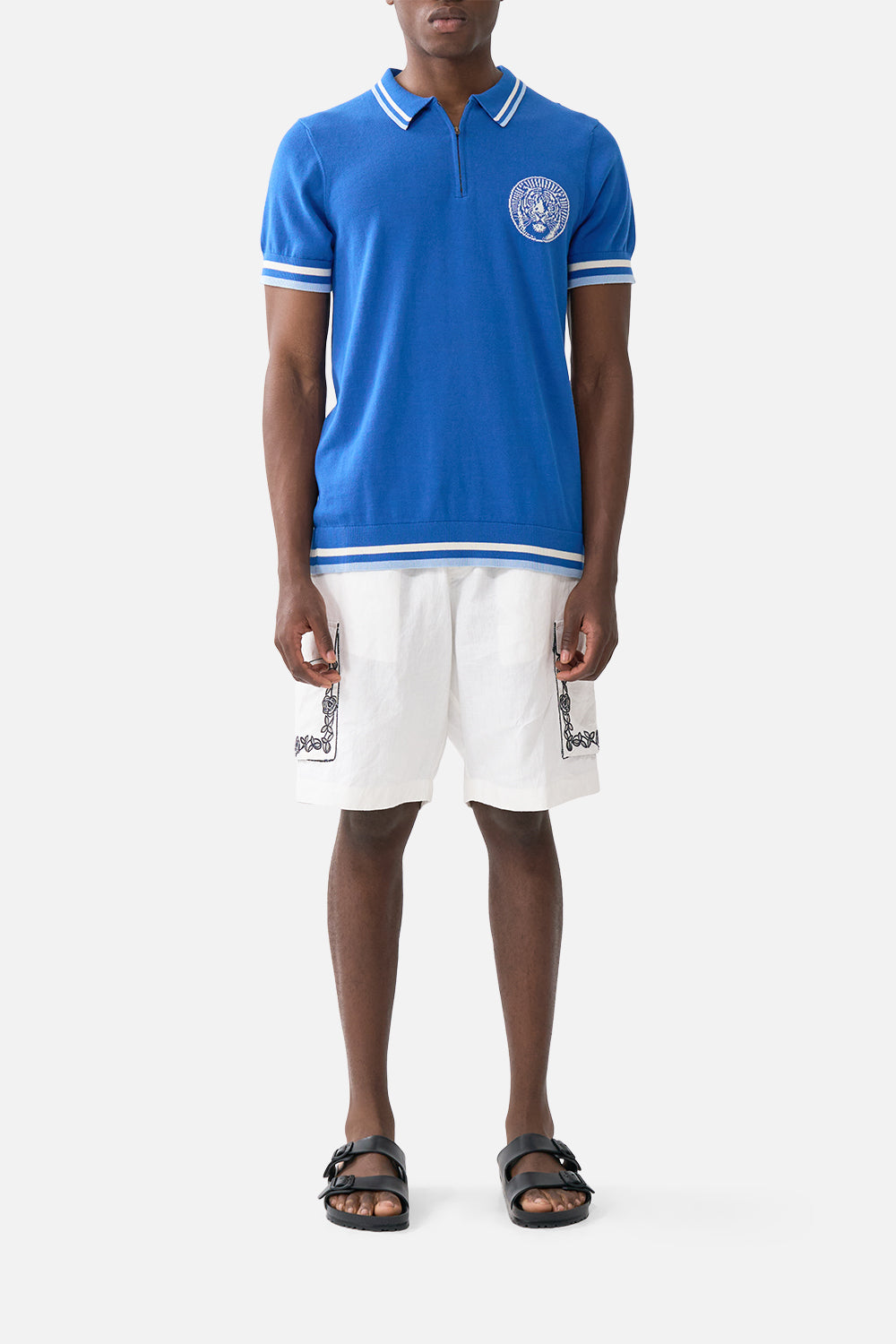 CAMILLA Short Sleeve Quarter Zip Knit Polo Shirt DE Nada Granada - Image 1