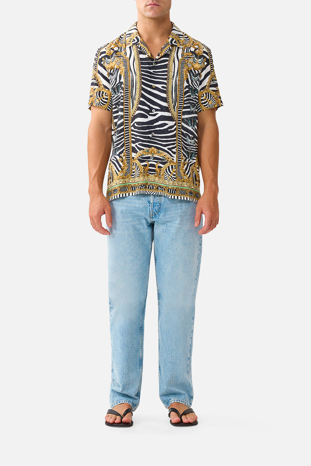 CAMILLA Short Sleeve Camp Collared Shirt Zig Zag Zoo - Image 1