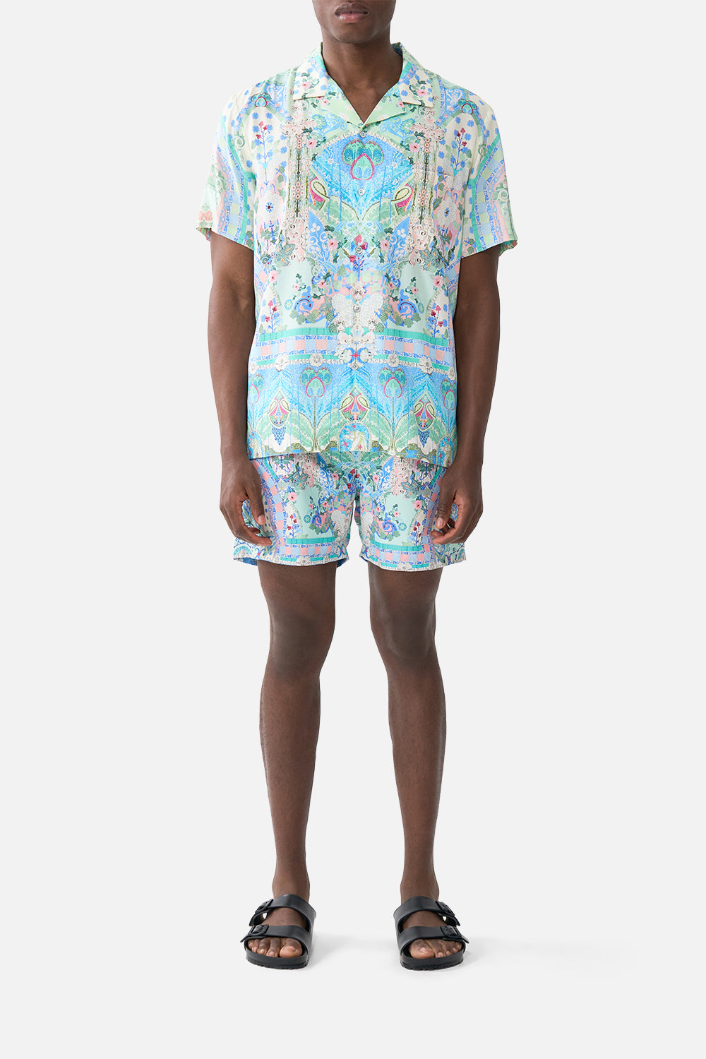 CAMILLA Short Sleeve Camp Collared Shirt Midsummer Mosaics - Image 1