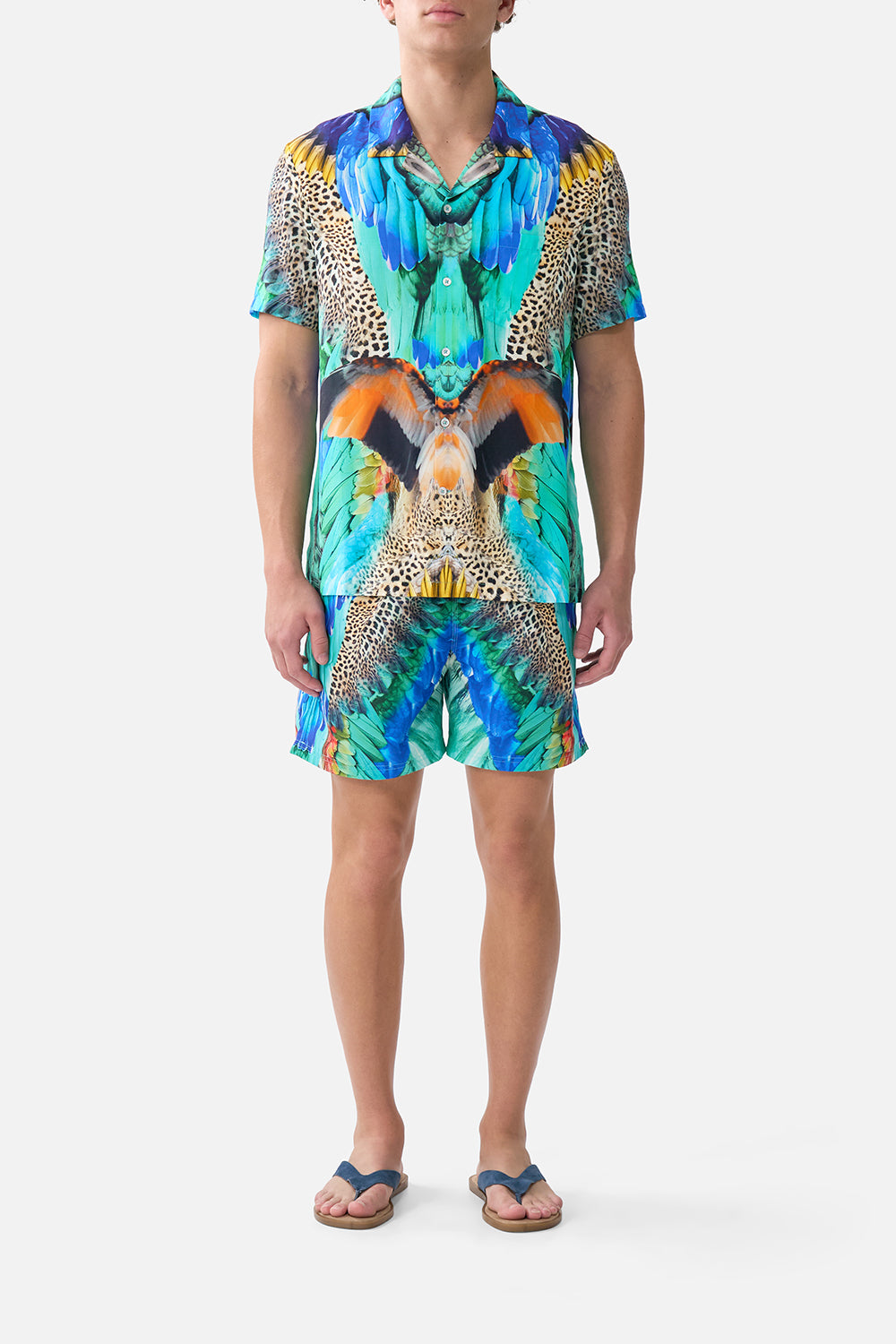 CAMILLA Short Sleeve Camp Collared Shirt Jungle Flight - Image 1