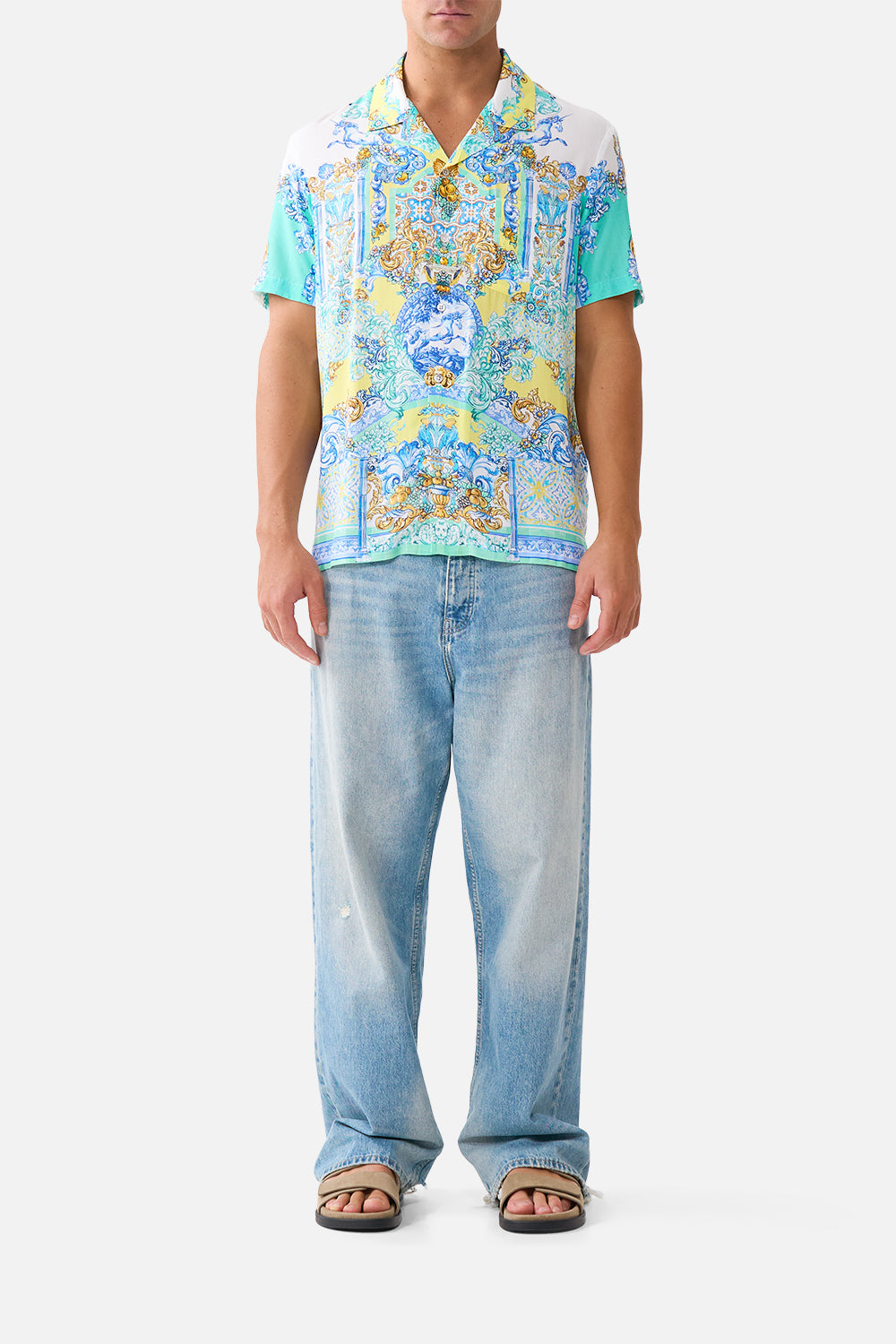 CAMILLA Short Sleeve Camp Collared Shirt Dial UP the Tiles - Image 1