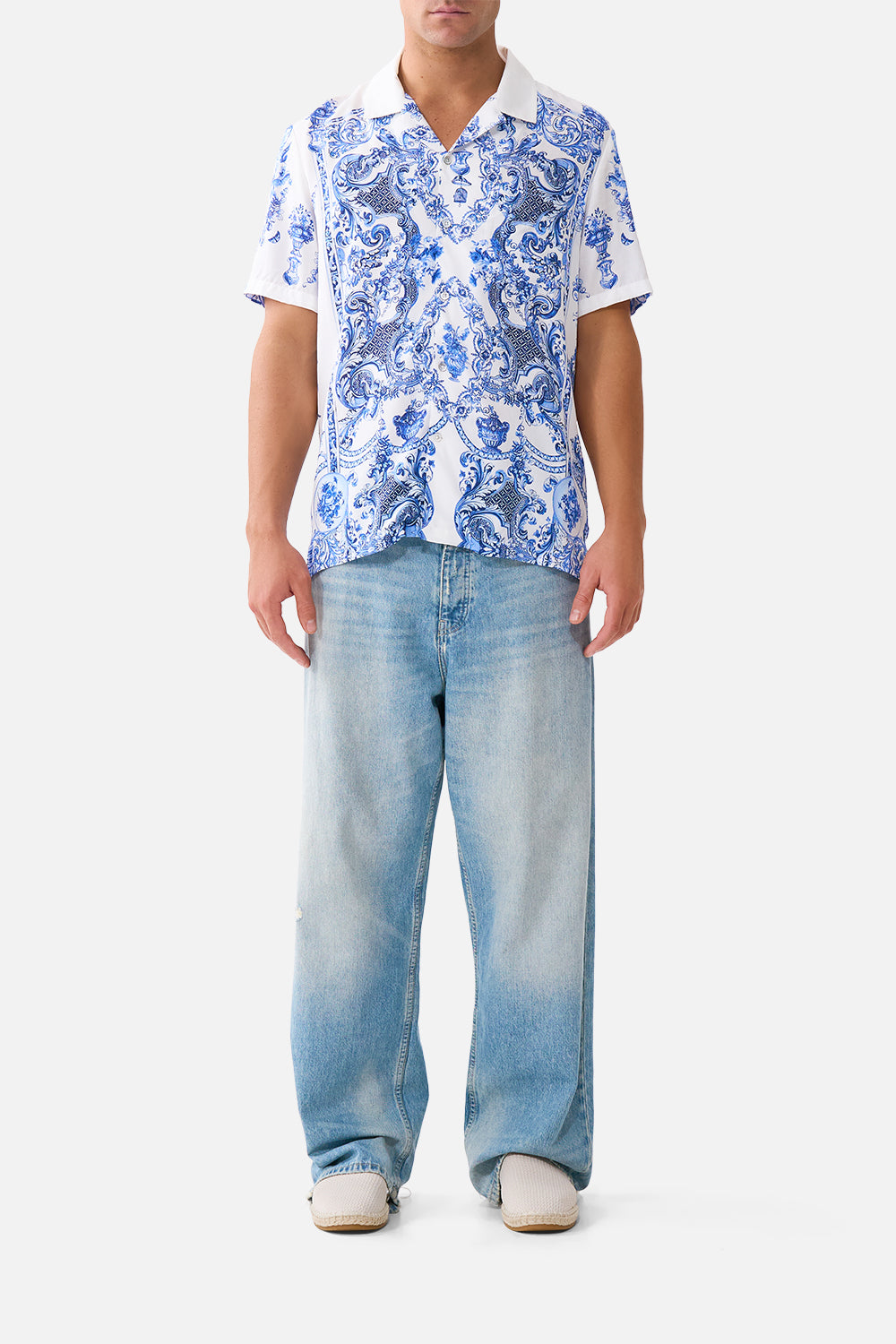 CAMILLA Short Sleeve Camp Collared Shirt Ceramic Panoramic - Image 1
