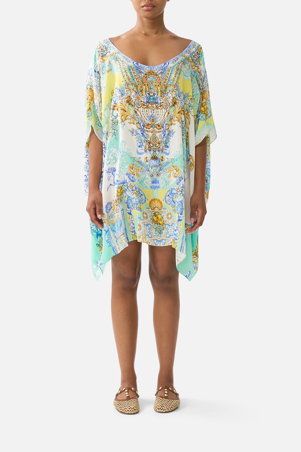CAMILLA Short Round Neck Kaftan Dial UP the Tiles - Image 1
