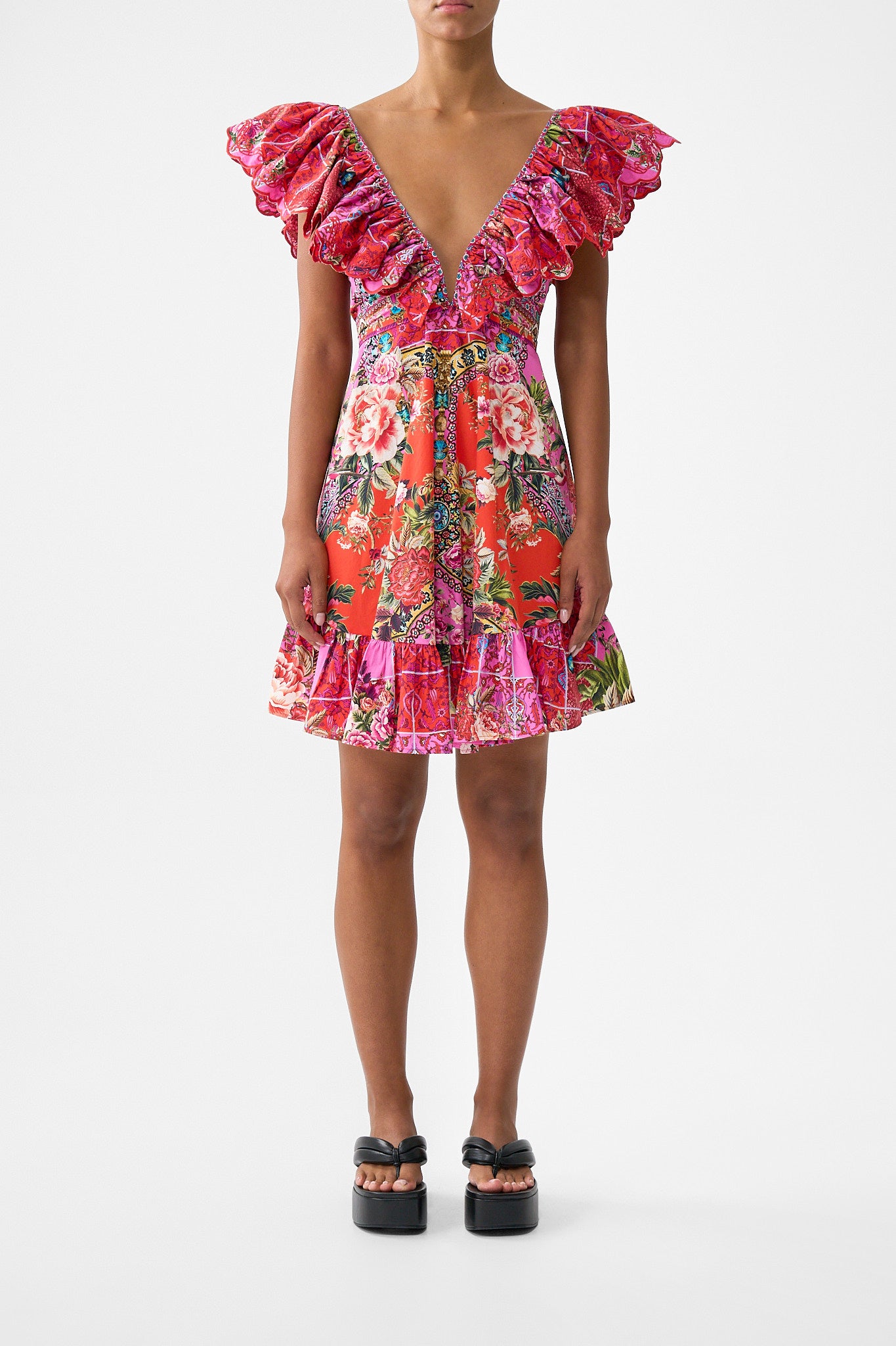 CAMILLA Short Frill Neck Dress Heirloom Empire - Image 1