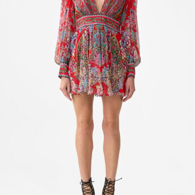 CAMILLA Short Dress With Blouson Sleeve Artisans OF Anatolia - Image 1