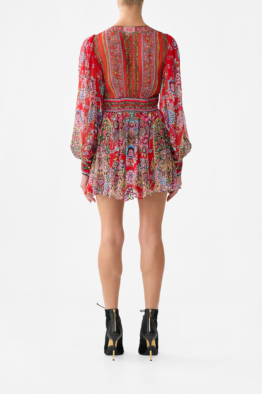 CAMILLA Short Dress With Blouson Sleeve Artisans OF Anatolia - Image 2